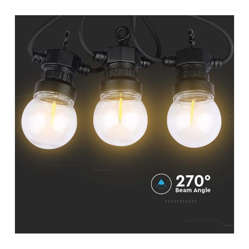LED Venkovní řetěz STRING 5m 10xLED/0,4W/24/230V 3000K IP44