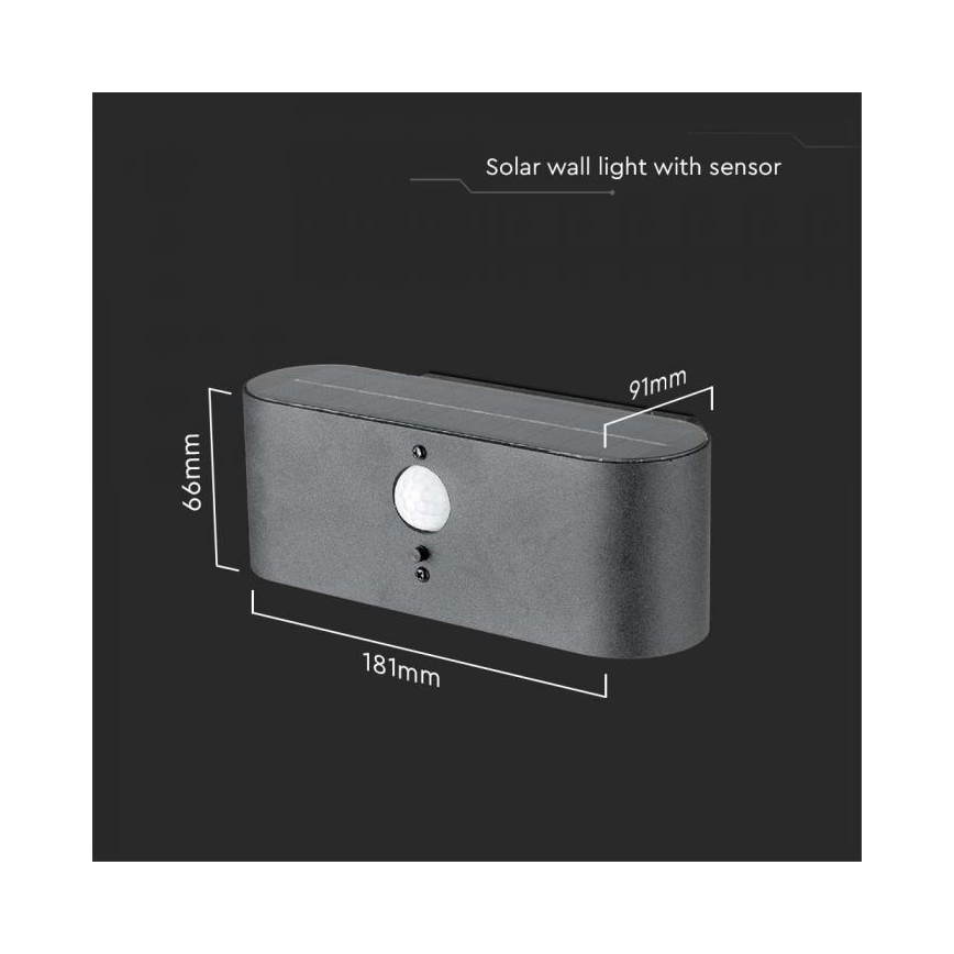 LED Venkovní solární nástěnné svítidlo se senzorem LED/2,5W/3,7V 3000K IP54