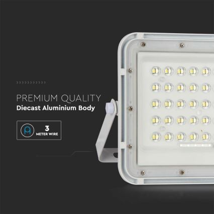 LED Venkovní stmívatelný solární reflektor LED/10W/3,2V IP65 4000K bílá + dálkové ovládání