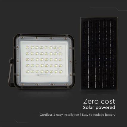 LED Venkovní stmívatelný solární reflektor LED/10W/3,2V IP65 6400K černá + dálkové ovládání