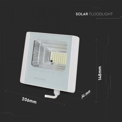 LED Venkovní solární reflektor LED/12W/3,2V IP65 4000K + dálkové ovládání