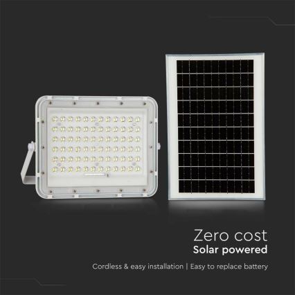 LED Venkovní stmívatelný solární reflektor LED/15W/3,2V IP65 4000K bílá + dálkové ovládání