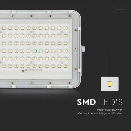 LED Venkovní stmívatelný solární reflektor LED/15W/3,2V IP65 6400K bílá + dálkové ovládání