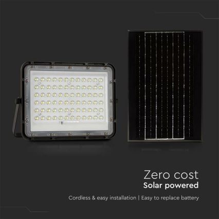 LED Venkovní stmívatelný solární reflektor LED/15W/3,2V IP65 6400K černá + dálkové ovládání