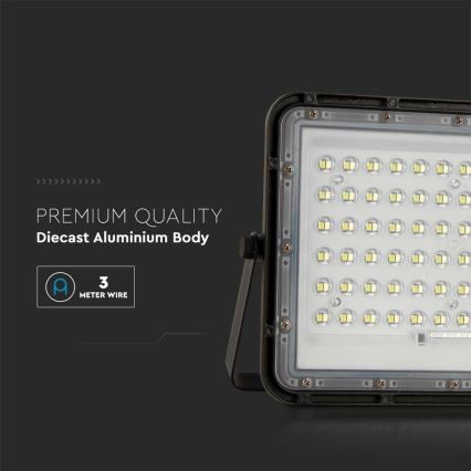 LED Venkovní stmívatelný solární reflektor LED/15W/3,2V IP65 6400K černá + dálkové ovládání