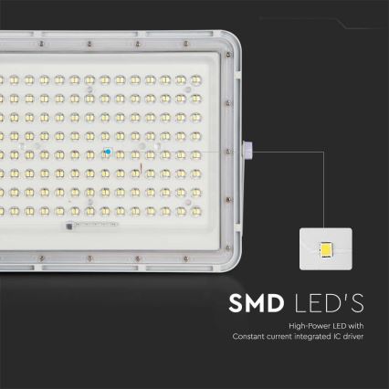 LED Venkovní solární reflektor LED/20W/3,2V 4000K bílá IP65 + dálkové ovládání