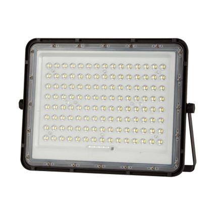 LED Venkovní solární reflektor LED/200W/3,2V 4000K černá IP65 + dálkové ovládání