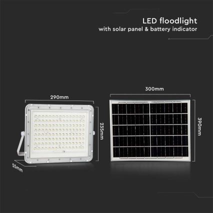 LED Venkovní solární reflektor LED/20W/3,2V 6400K bílá IP65 + dálkové ovládání