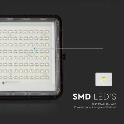 LED Venkovní solární reflektor LED/20W/3,2V 6400K černá IP65 16000 mAh + dálkové ovládání