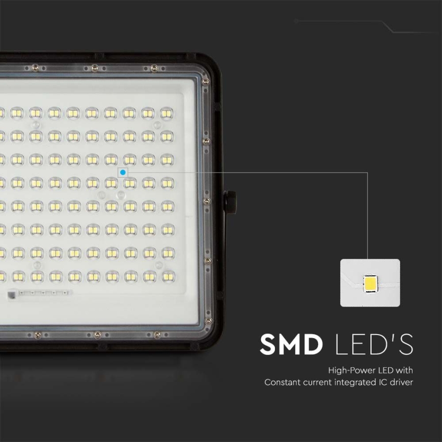 LED Venkovní solární reflektor LED/20W/3,2V 6400K černá IP65 16000 mAh + dálkové ovládání