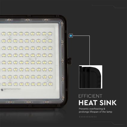 LED Venkovní solární reflektor LED/20W/3,2V 6400K černá IP65 16000 mAh + dálkové ovládání