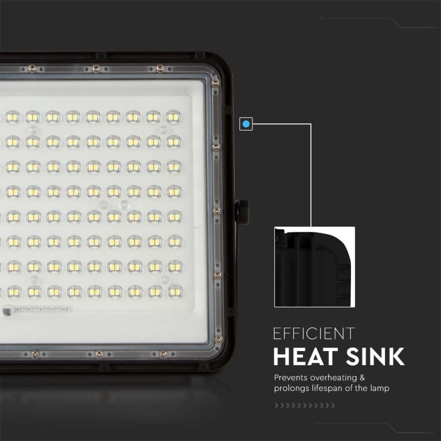 LED Venkovní solární reflektor LED/20W/3,2V 6400K černá IP65 16000 mAh + dálkové ovládání