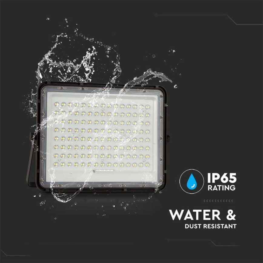 LED Venkovní solární reflektor LED/20W/3,2V 6400K černá IP65 16000 mAh + dálkové ovládání