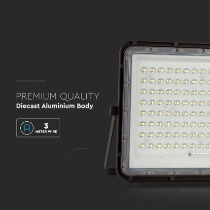 LED Venkovní solární reflektor LED/20W/3,2V 6400K černá IP65 16000 mAh + dálkové ovládání