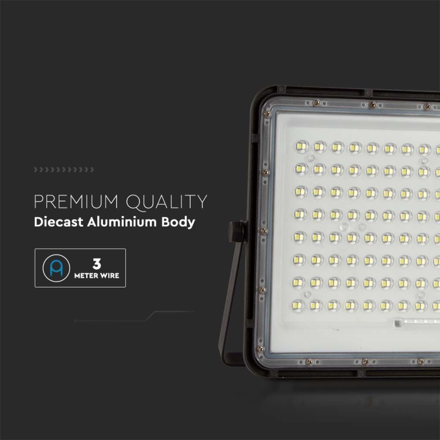 LED Venkovní solární reflektor LED/20W/3,2V 6400K černá IP65 16000 mAh + dálkové ovládání