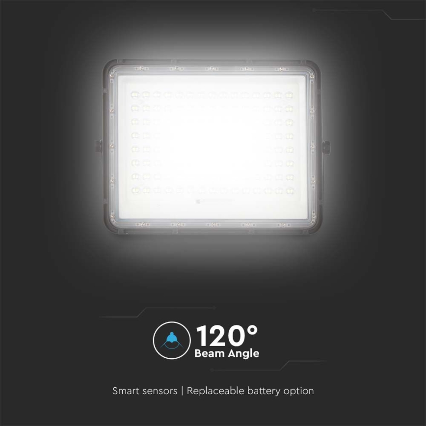 LED Venkovní solární reflektor LED/20W/3,2V 6400K černá IP65 16000 mAh + dálkové ovládání