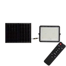 LED Venkovní solární reflektor LED/20W/3,2V 6400K černá IP65 + dálkové ovládání