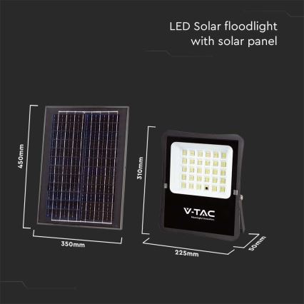 LED Venkovní solární reflektor LED/20W/3,2V 6400K IP65 15000 mAh + dálkové ovládání
