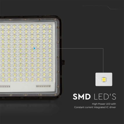 LED Venkovní solární reflektor LED/30W/3,2V 4000K černá IP65 + dálkové ovládání