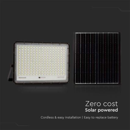 LED Venkovní solární reflektor LED/30W/3,2V 4000K černá IP65 + dálkové ovládání