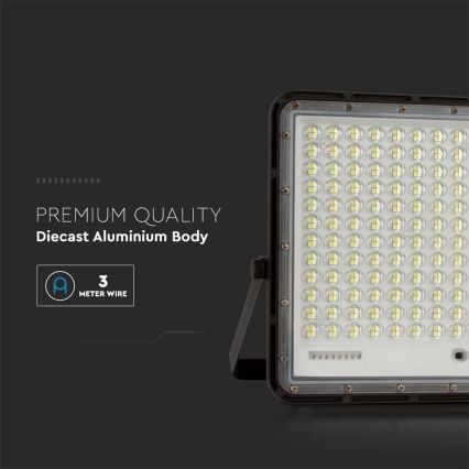 LED Venkovní solární reflektor LED/30W/3,2V 4000K černá IP65 + dálkové ovládání