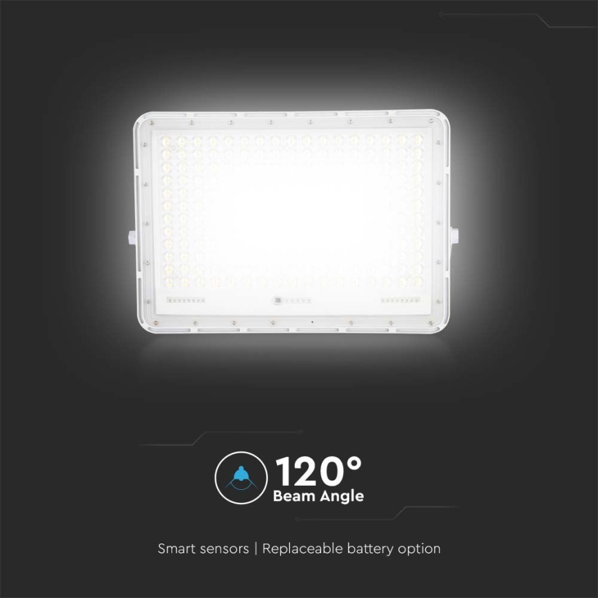 LED Venkovní solární reflektor LED/30W/3,2V 6400K bílá IP65 + dálkové ovládání