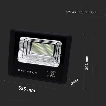 LED Venkovní solární reflektor LED/40W/10V IP65 6000K + dálkové ovládání