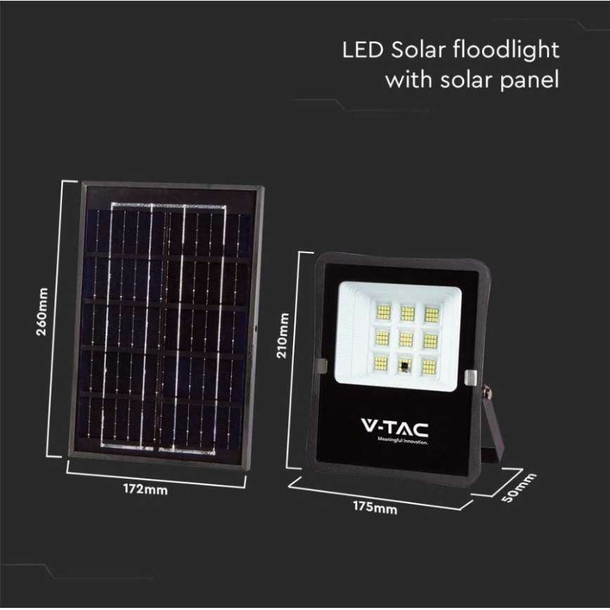 LED Venkovní solární reflektor LED/6W/3,2V 6400K IP65 + dálkové ovládání