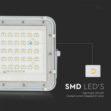 LED Venkovní stmívatelný solární reflektor LED/6W/3,2V IP65 6400K bílá + dálkové ovládání