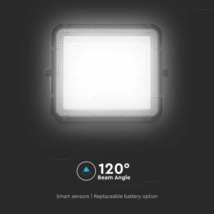 LED Venkovní stmívatelný solární reflektor LED/6W/3,2V IP65 6400K černá + dálkové ovládání
