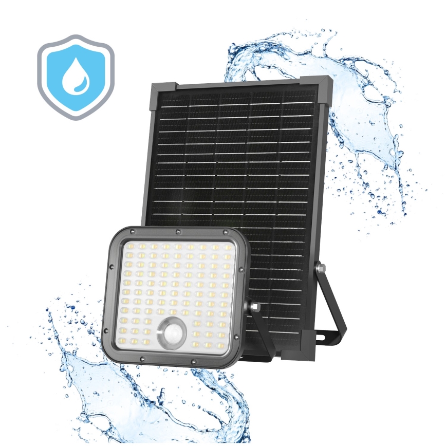 LED Venkovní solární reflektor se senzorem LED/30W/6,4V IP65 3000/4000K + dálkové ovládání