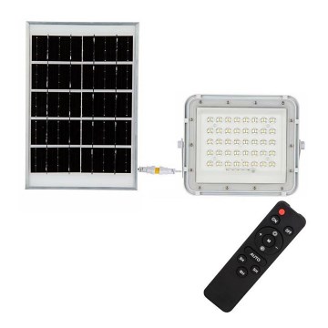 LED Venkovní stmívatelný solární reflektor LED/6W/3,2V IP65 4000K bílá + dálkové ovládání