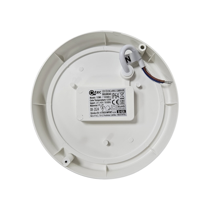 LED Venkovní stropní svítidlo LED/15W/230V 4200K pr. 15,5 cm IP64 bílá