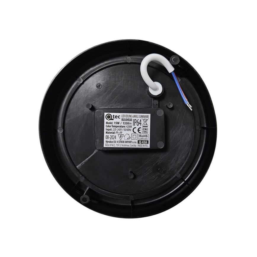 LED Venkovní stropní svítidlo LED/15W/230V 4200K pr. 15,5 cm IP64 černá