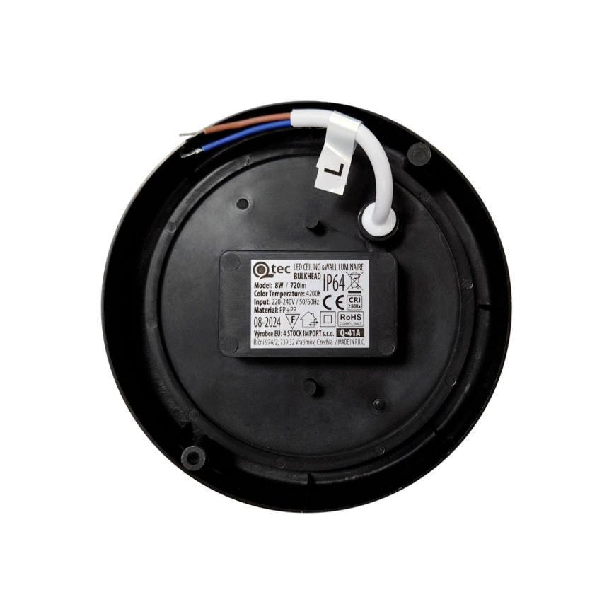 LED Venkovní stropní svítidlo LED/8W/230V 4200K pr. 14 cm IP64 černá