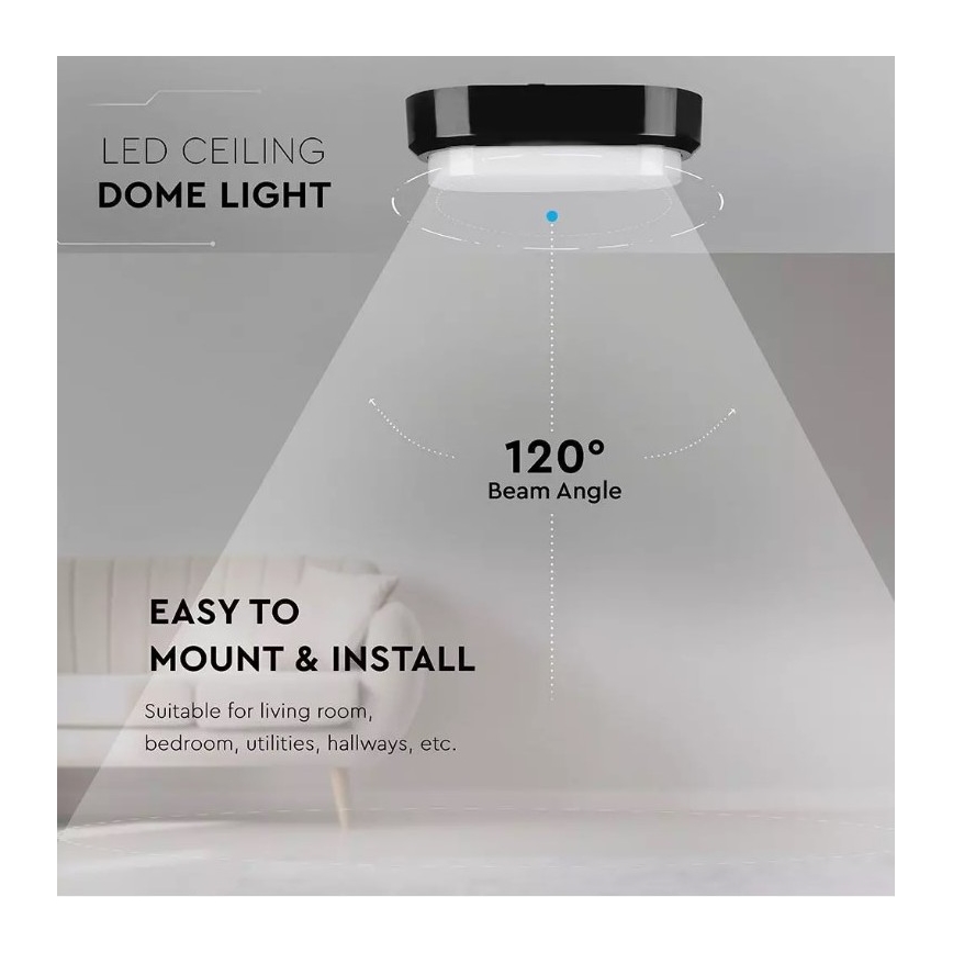 LED Venkovní stropní svítidlo LED/8W/230V IP54 černá