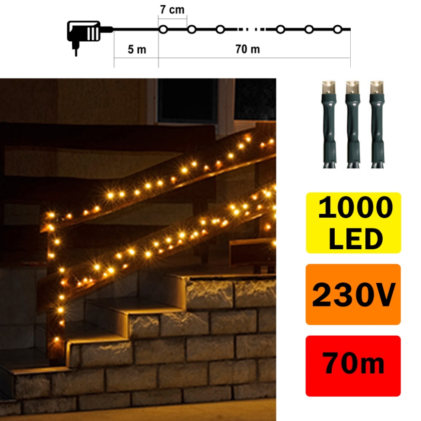 LED Venkovní světelný řetěz, teplá bílá IP44