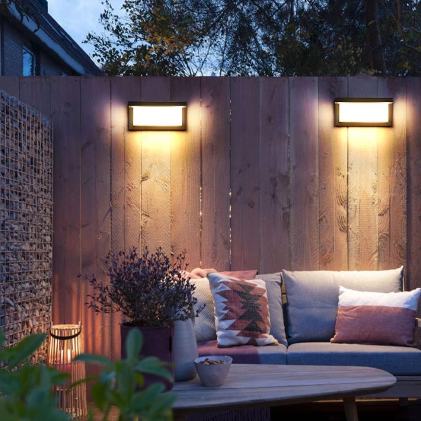 LED Venkovní nástěnné svítidlo s žárovkou se senzorem soumraku NEELY 1xE27/9W/230V IP54 antracit