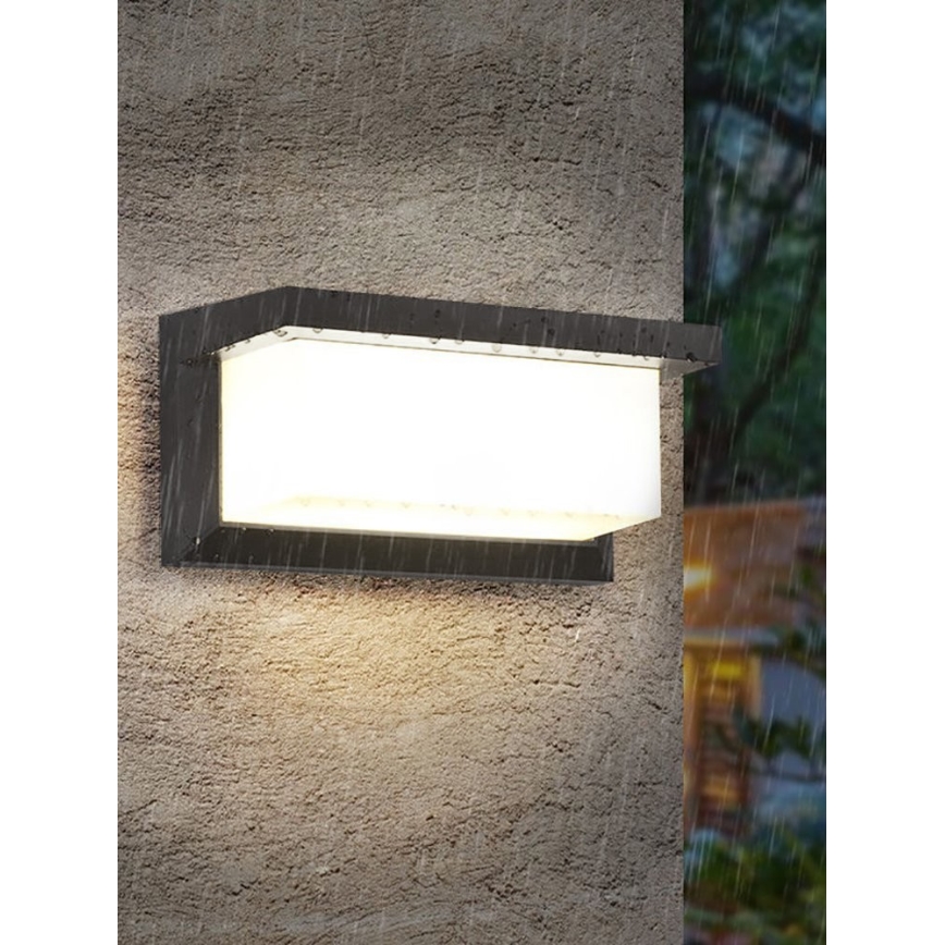 LED Venkovní nástěnné svítidlo s žárovkou se senzorem soumraku NEELY 1xE27/9W/230V IP54 antracit