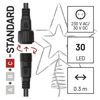 LED Venkovní vánoční dekorace 30xLED/4W/30V IP44 studená bílá