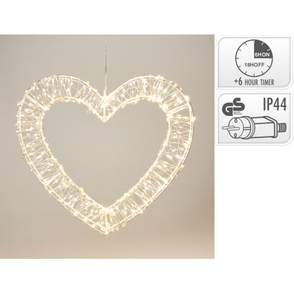 LED Venkovní vánoční dekorace 500xLED/6W/230V 36 cm IP44 teplá bílá srdce/bílá