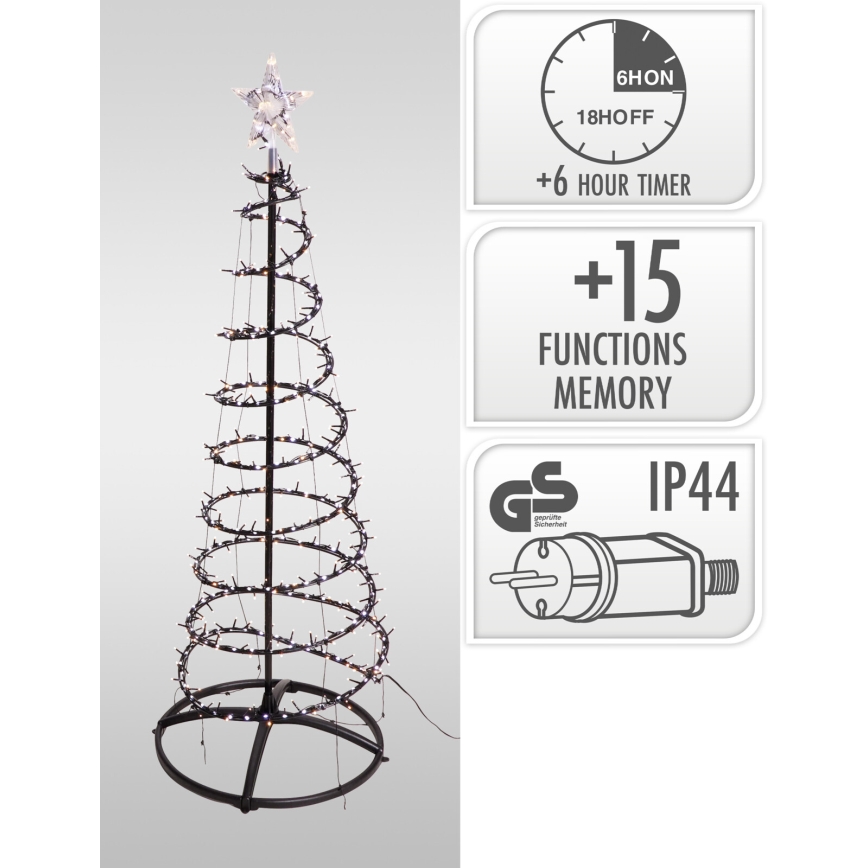 LED Venkovní vánoční dekorace 524xLED/230V 15 funkcí 150 cm IP44 teplá bílá stromeček