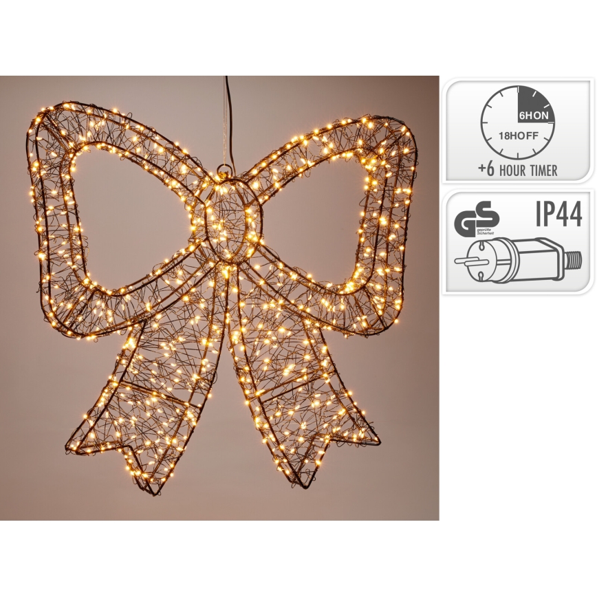 LED Venkovní vánoční dekorace 720xLED/6W/230V 46 cm IP44 teplá bílá mašle/černá