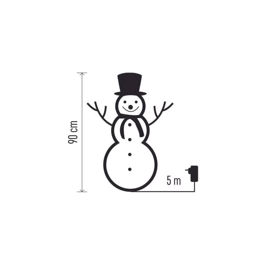 LED Venkovní vánoční dekorace 80xLED/2,25W/4,5/230V IP44 90 cm sněhulák