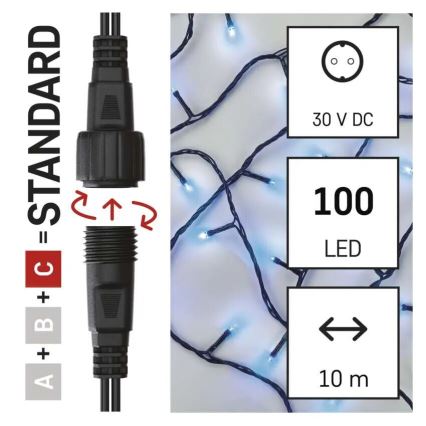 LED Venkovní vánoční řetěz 100xLED/10m IP44 modrá
