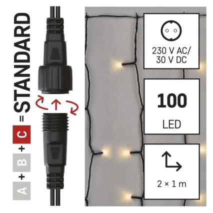 LED Venkovní vánoční řetěz 100xLED/1x2m IP44 teplá bílá