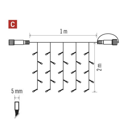 LED Venkovní vánoční řetěz 100xLED/1x2m IP44 teplá bílá