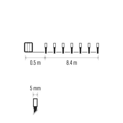 LED Venkovní vánoční řetěz 120xLED/3xAA 8,9m IP44 studená bílá