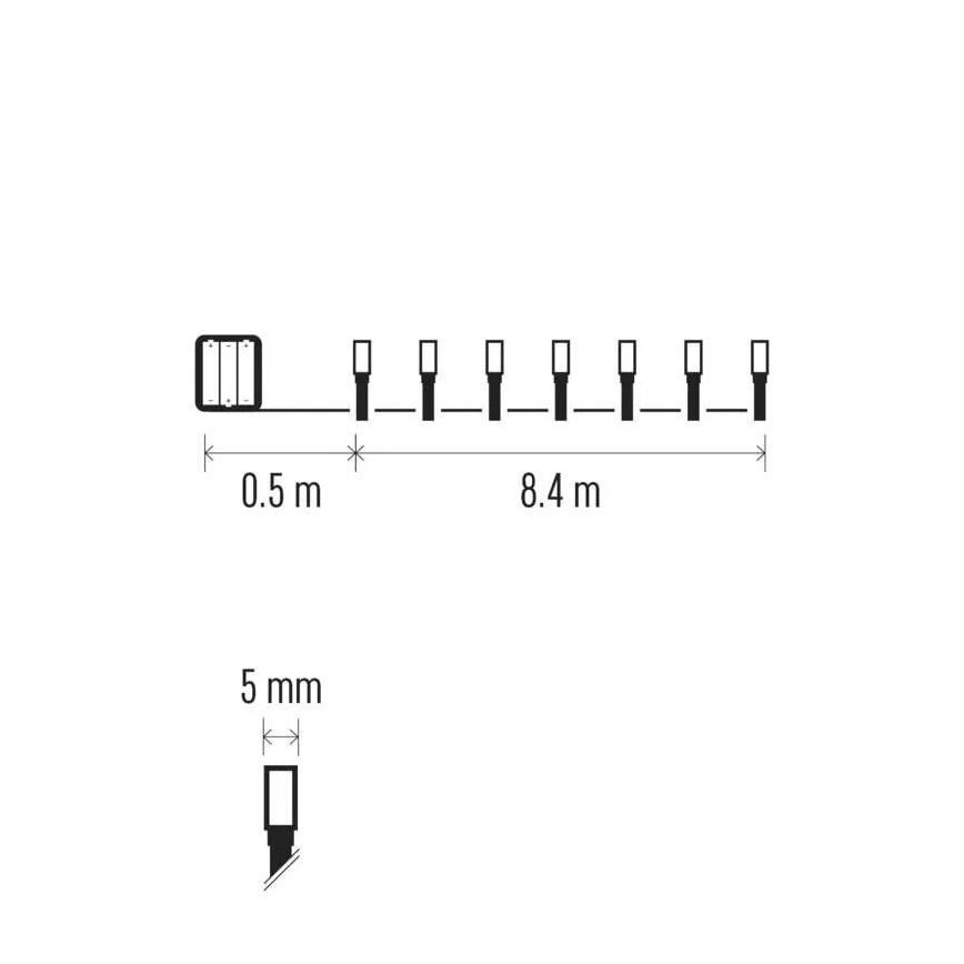 LED Venkovní vánoční řetěz 120xLED/3xAA 8,9m IP44 studená bílá