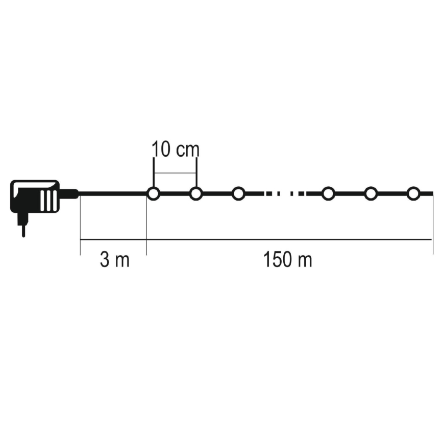 LED Venkovní vánoční řetěz 1500xLED/230V 8 funkcí 153 m IP44 teplá bílá + dálkové ovládání
